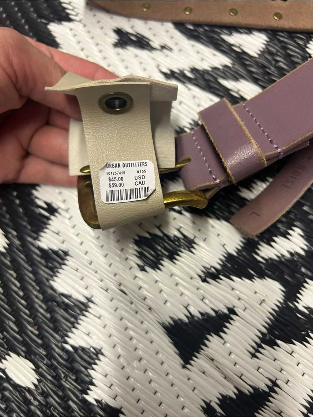 NWT Urban Outfitters Heart Studded Leather Belt in Purple L